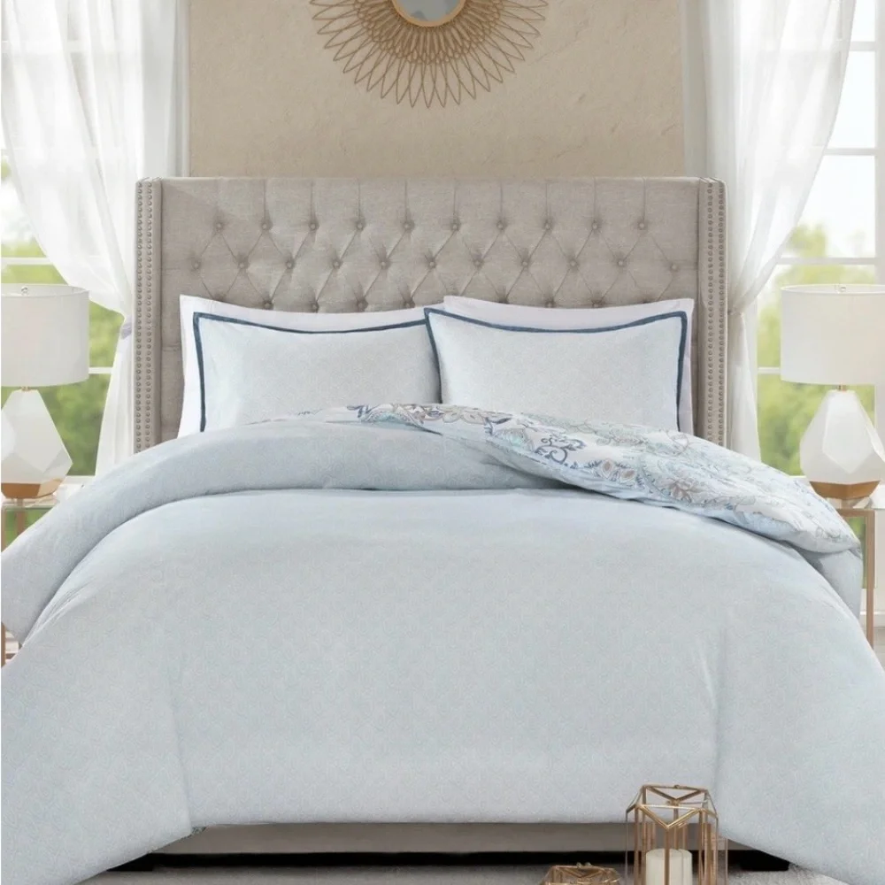 Madison Park Loleta 3 Piece Cotton Floral Printed Reversible Duvet Cover Set